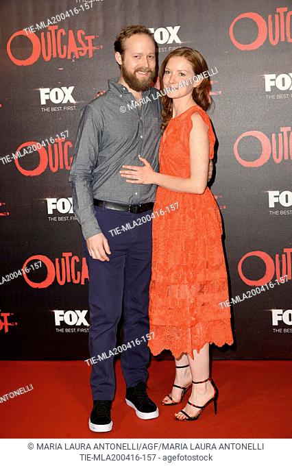 Stephen Morrison, Wrenn Schmidt during the red carpet for the international preview of tv series Outcast produced by Fox Networks Group, Rome, ITALY-19-04-2016