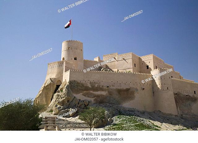 Oman, The Batinah Plain, Nakhal Fort at the foot of the Hajar Mountains