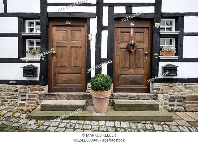 Germany, Essen, Old wooden doors of historic town