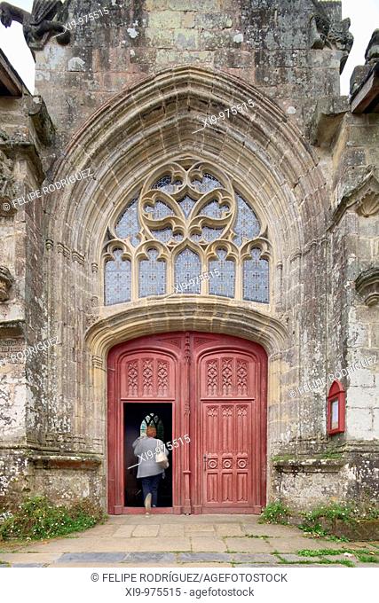 Entrance of the Collegiate Church, town of Rochefort-en-Terre, departament of Morbihan, region of Brittany, France