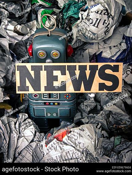 fake news concept wirh toy robots