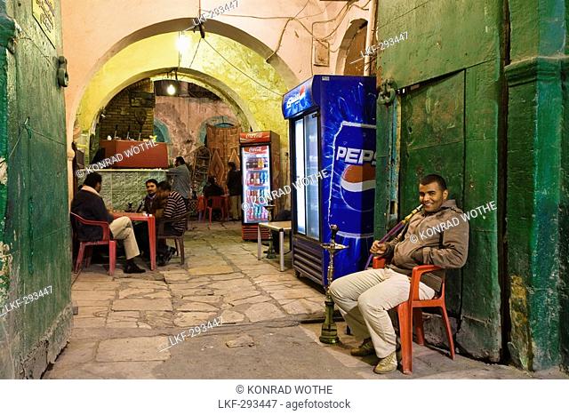 Waterpipe smoker in the Medina, Old Town, Tripoli, Libya, Africa
