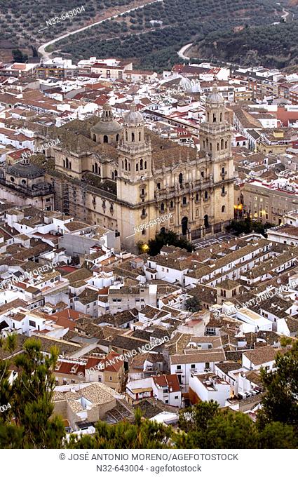 Cathedral as seen from Santa Catalina's castle, Jaen. Andalucia, Spain