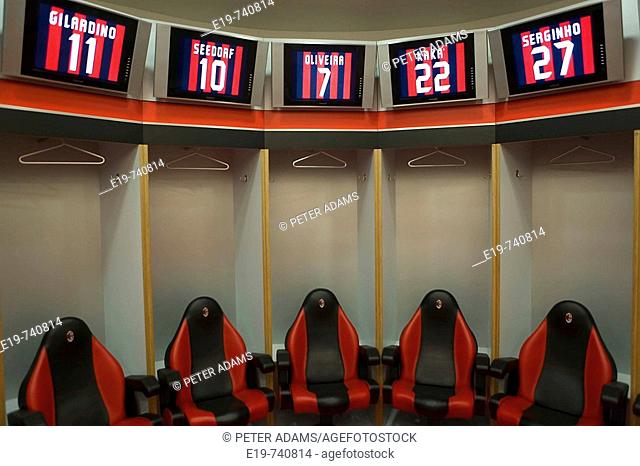 AC Milan dressing room , San Siro Stadium, Milan, Italy