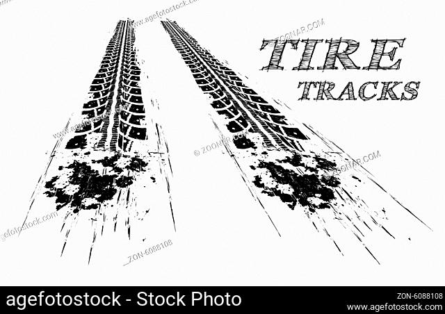 Tire tracks. Vector illustration on white background