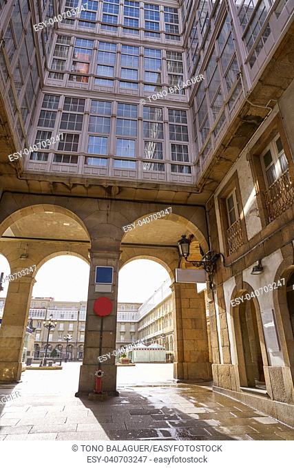 La Coruna Maria Pita Square arcade of Galicia Spain