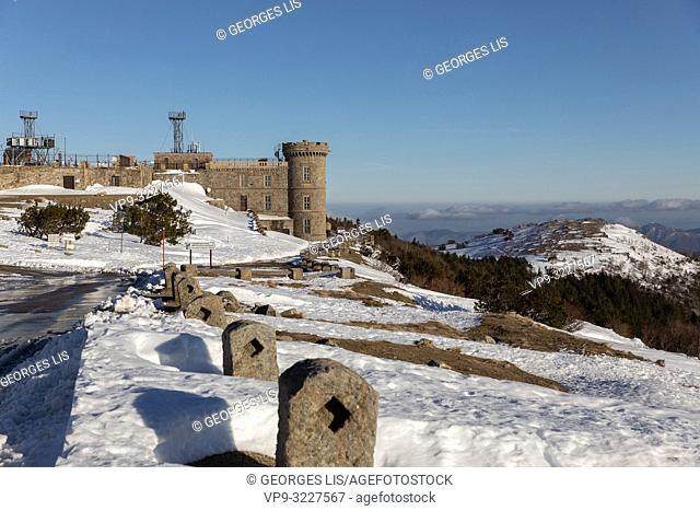 Meteorology observatory, Mont Aigoual, Aigoual mount, winter, Gard, Herault, Cevennes, Occitanie