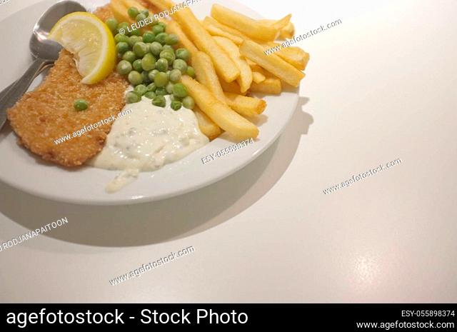 Fish and chips on a dish