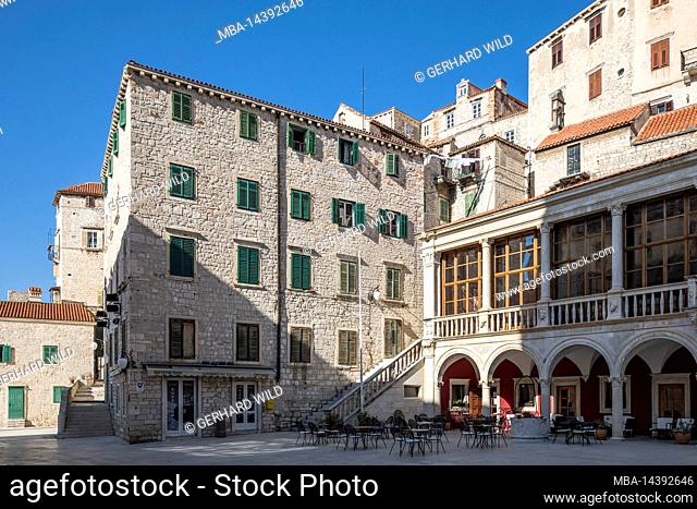 Old Town on the Republic Square, Sibenik, Sibenik-Knin County, Croatia, Europe