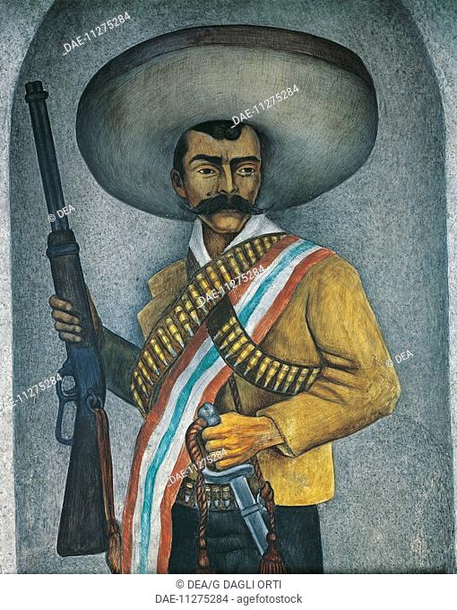 Mexico 19th-20th century - Emiliano Zapata (1877-1919) - A painting by Diego Rivera  Cuernavaca, Museo Regional Cuauhnáhuac (Archaeological Museum)