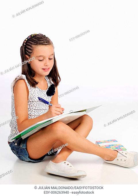 Little girl studying