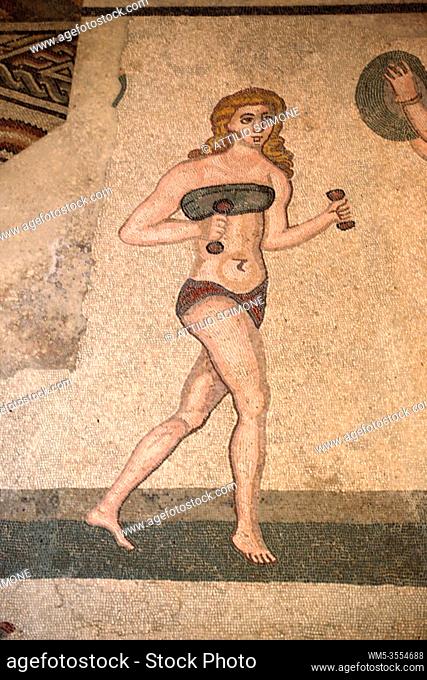 The Roman Villa del Casale, dating back to the end of the 4th century. A. D. belonged to a powerful Roman family. The enchanting mosaics