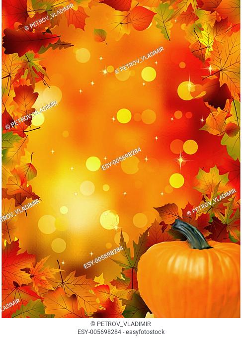 Autumn Pumpkins and leaves. EPS 8