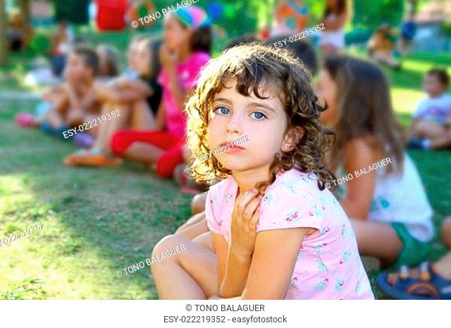 girl spectator little children looking show outdoor park