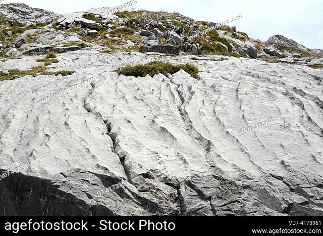 Karst on limestone. This photo was taken in Picos de Europa National Park, Fuente De, Cantabria, Spain