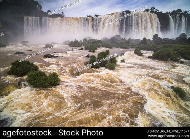 Iguazu Falls (aka Iguacu Falls or Cataratas del Iguazu), the Brazilian Side, Brazil Argentina Paraguay border