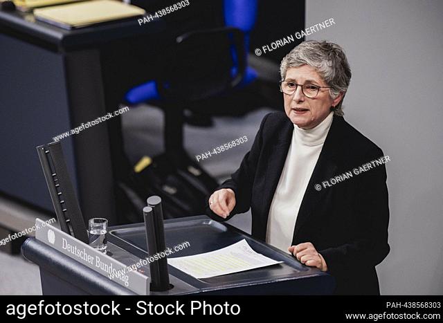 Britta Hasselmann, member of the German Bundestag and parliamentary group leader of Buendnis 90/Die Gruenen, taken during a meeting of the German Bundestag in...