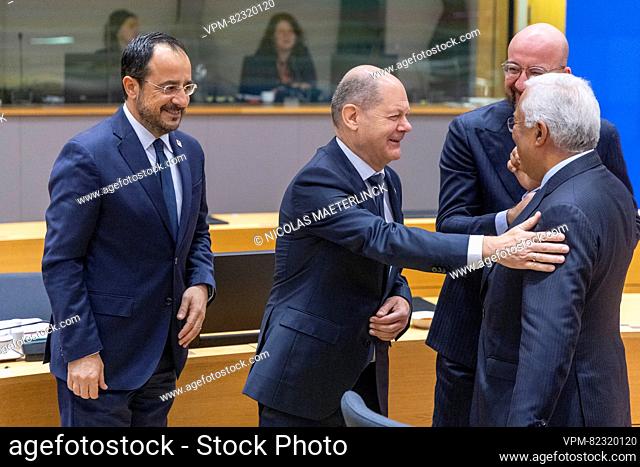 Cyprus President Nikos Christodoulides, Chancellor of Germany Olaf Scholz, European Council President Charles Michel and Portugal Prime Minister Antonio Costa...