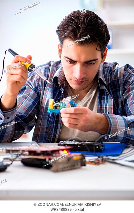 Computer hardware repair and fixing concept by experienced technician