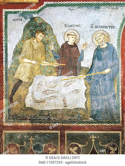 The Miracle of Sickle, detail from the stories of St Benedict , 13th century fresco by the Second Assistant of Consolo or Magister Consolus