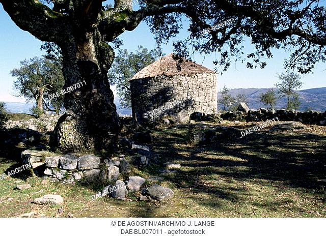 Reconstructed round house in Citania de Briteiros, Minho, Portugal, Iron Age