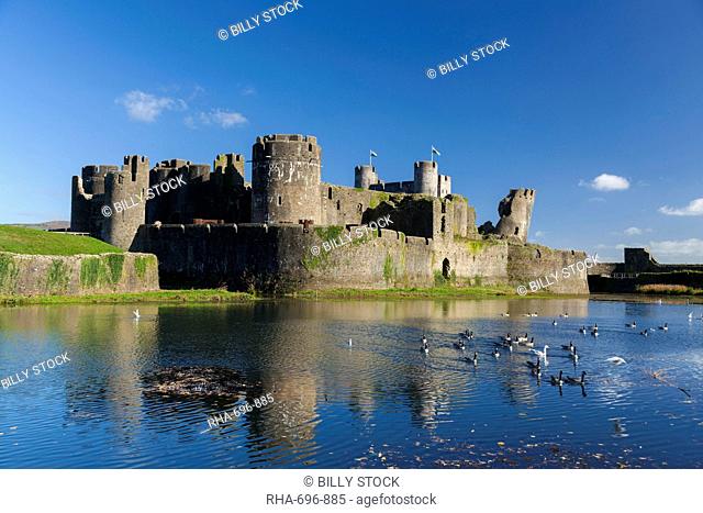 Caerphilly Castle, Cardiff, Wales, United Kingdom, Europe