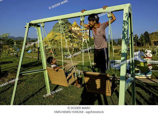 Myanmar (Burma), Naypyitaw division, Naypyitaw, Ze-ya-thi-ri township, Thaik-chaung village, national Landmark garden, scaled-down versions of the country's...
