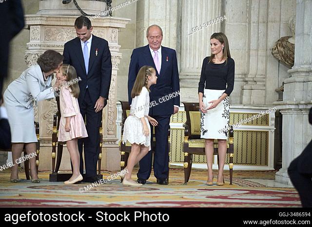Prince Felipe of Spain, Princess Letizia of Spain, Princess Leonor, Princess Sofia, Queen Sofia of Spain, Princess Elena, Froilan