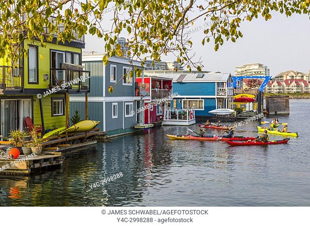 Fisherman's Wharf a colourful float home community in Victoria on Vancouver Island in British Columbia, Canada