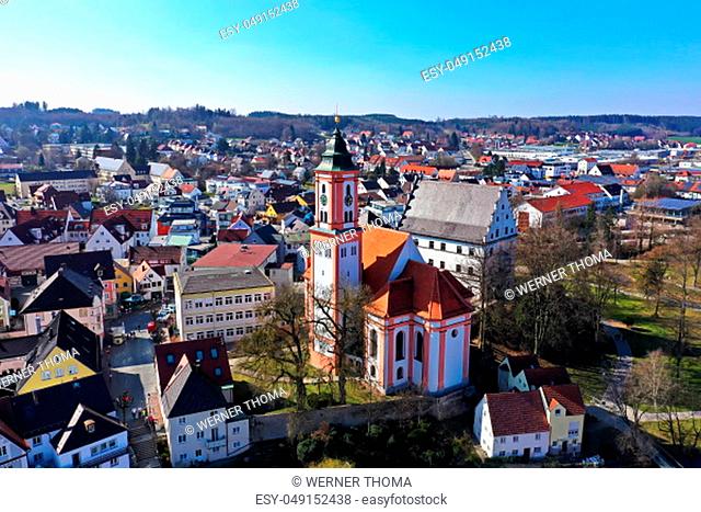 the Aerial view sights of Krumbach (Swabia)
