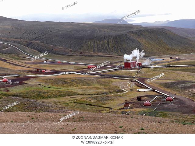 Kroefluvirkjun geothermal power plant at the Krafla volcano in Iceland