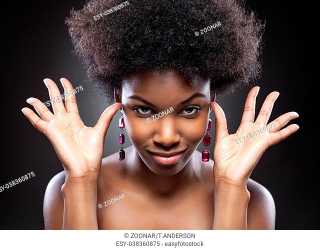 Young black beauty with afro hairstyle
