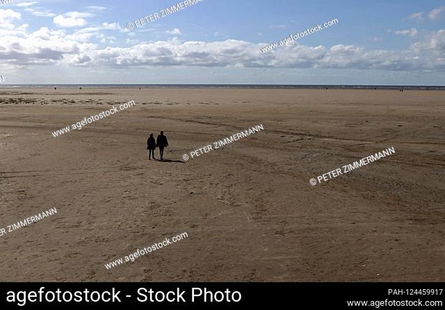 Landscape in the Schleswig-Holstein Wadden Sea National Park near St. Peter-Ording, taken on 14.09.2019. Sankt Peter-Ording is a popular North Sea spa on the...