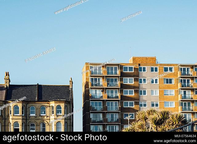Facade, apartment buildings, Brighton, England