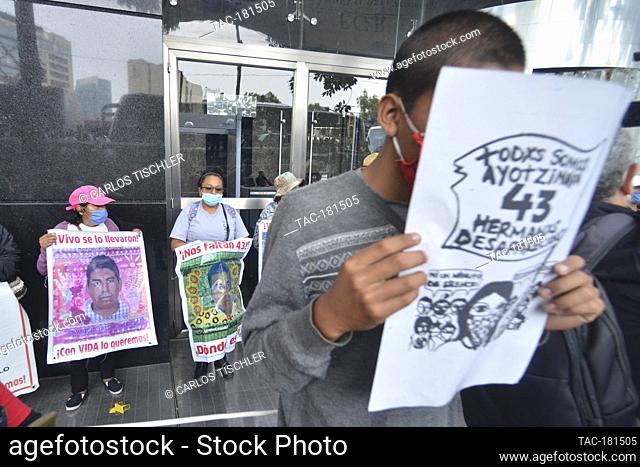 MEXICO CITY, MEXICO - SEPTEMBER 25: A person joins a protest to commemorate the 6th anniversary of the 43 students of normal school who disappeared on September...