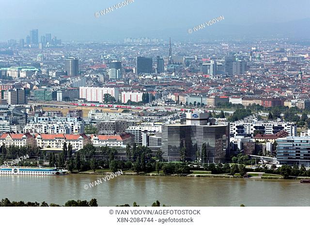 Cityscape viewed from Donauturm (Danube Tower), Vienna, Austria