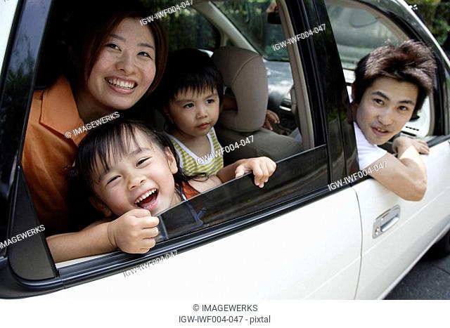 A family in a car