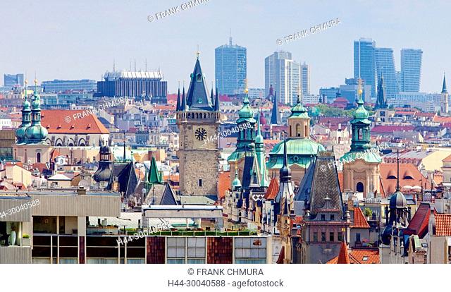 Czech Republic, Prague - Spires of the Old Town and Office Towers
