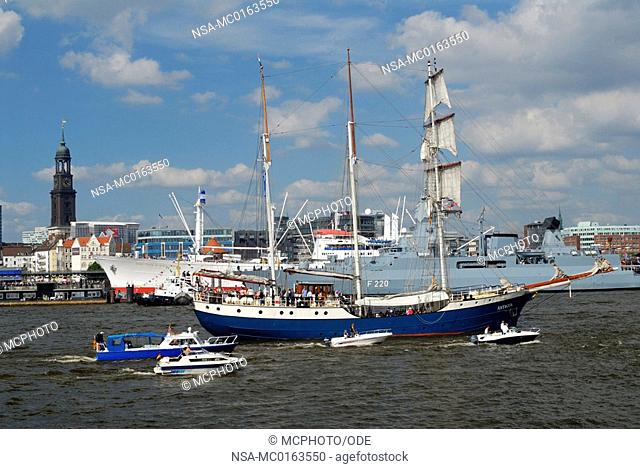 Antigua Sailing ship at the harbor's birthday 2009 in Hamburg, Germany, Europe