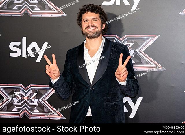 Italian actor Frank Matano during the photocall of the X-Factor Final at the Mediolanum Forum. Milan (Italy), December 9th, 2021