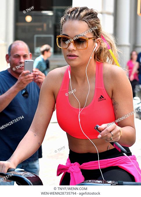 Rita Ora rides through Soho, New York on a Citi bike Featuring: Rita Ora Where: Manhattan, New York, United States When: 03 Aug 2016 Credit: TNYF/WENN
