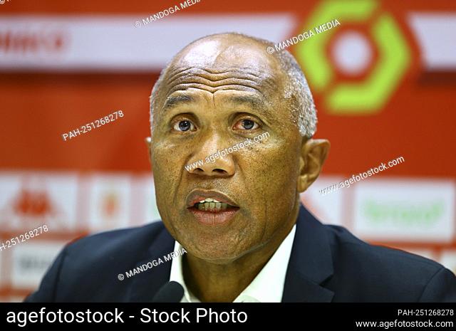 Monaco, Monte-Carlo - August 06, 2021: French L1 Football Match AS Monaco vs. FC Nantes Press Conference at the Louis II Stadium with Nantes Head Coach Antoine...
