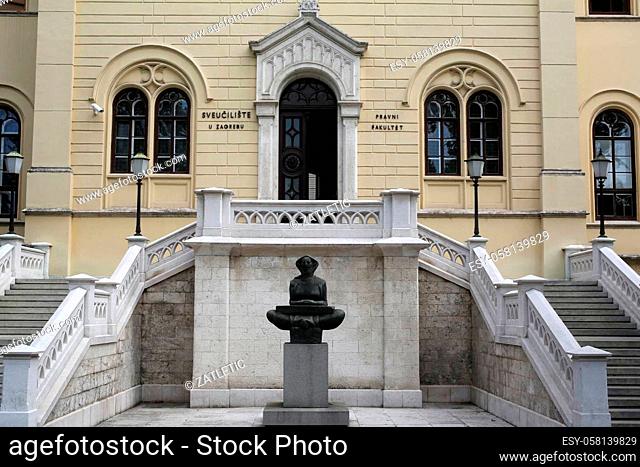 History of the Croats, sculpture by Ivan Mestrovic, located in front Zagreb university building, Croatia