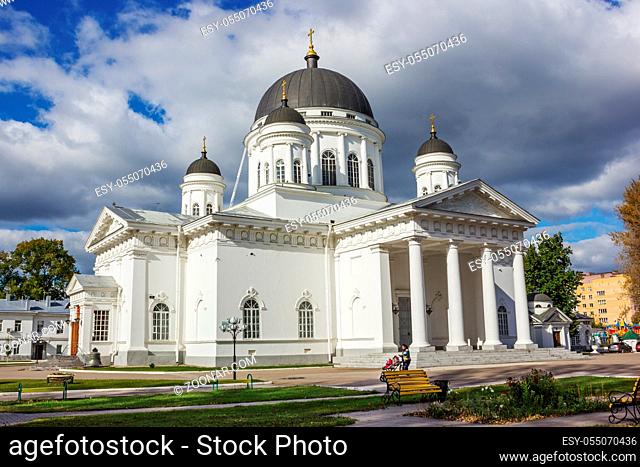 RUSSIA, NIZHNY NOVGOROD - SEP 24, 2017: Spassky old fair Cathedral, construction was completed in 1822