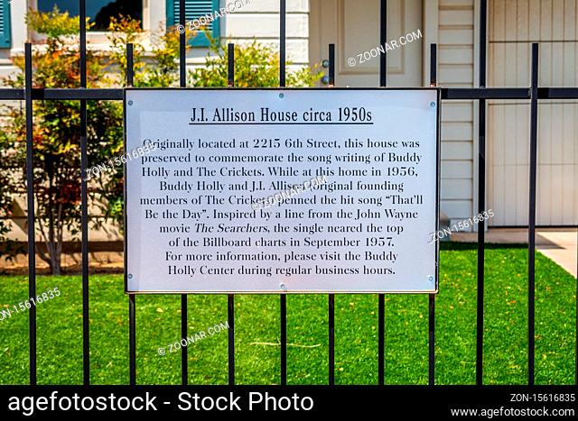 Lubbock, TX, USA - April 28, 2019: JJ Allison House circa 1950s