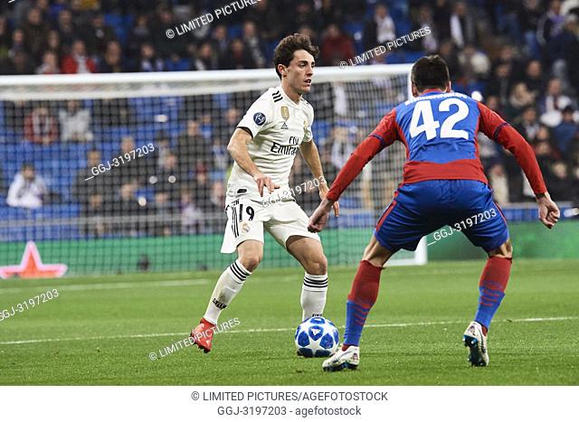 Alvaro Odriozola (midfielder; Real Madrid) in action during the UEFA Champions League match between Real Madrid and PFC CSKA Moscva at Santiago Bernabeu on...