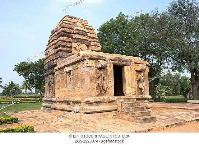 Kadasiddheswara Temple facade, mid 7th century CE, South East view, Pattadakal, Karnataka, India