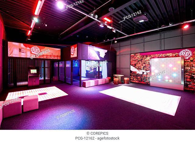 Active gaming room, video walls and interactive laser and sound games, An entertainments and games centre