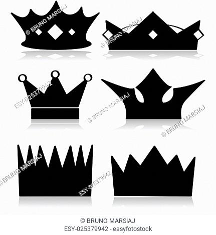 Icon set showing different types of royal crowns