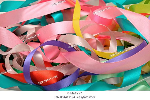 Multi-colored satin ribbons